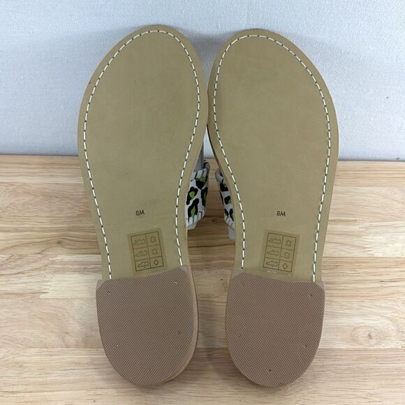 Jack Rogers Jacks Flat Sandals- Neon Green Leopard- Size 8- NIB - Picture 4 of 5